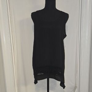 Miss Chievous Elegant Black Tank with Lace Detail